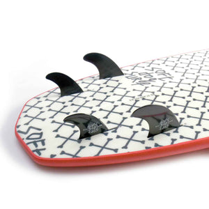 5'8 softtop surfboard Softdogsurf Surfblend shop quad fin setup
